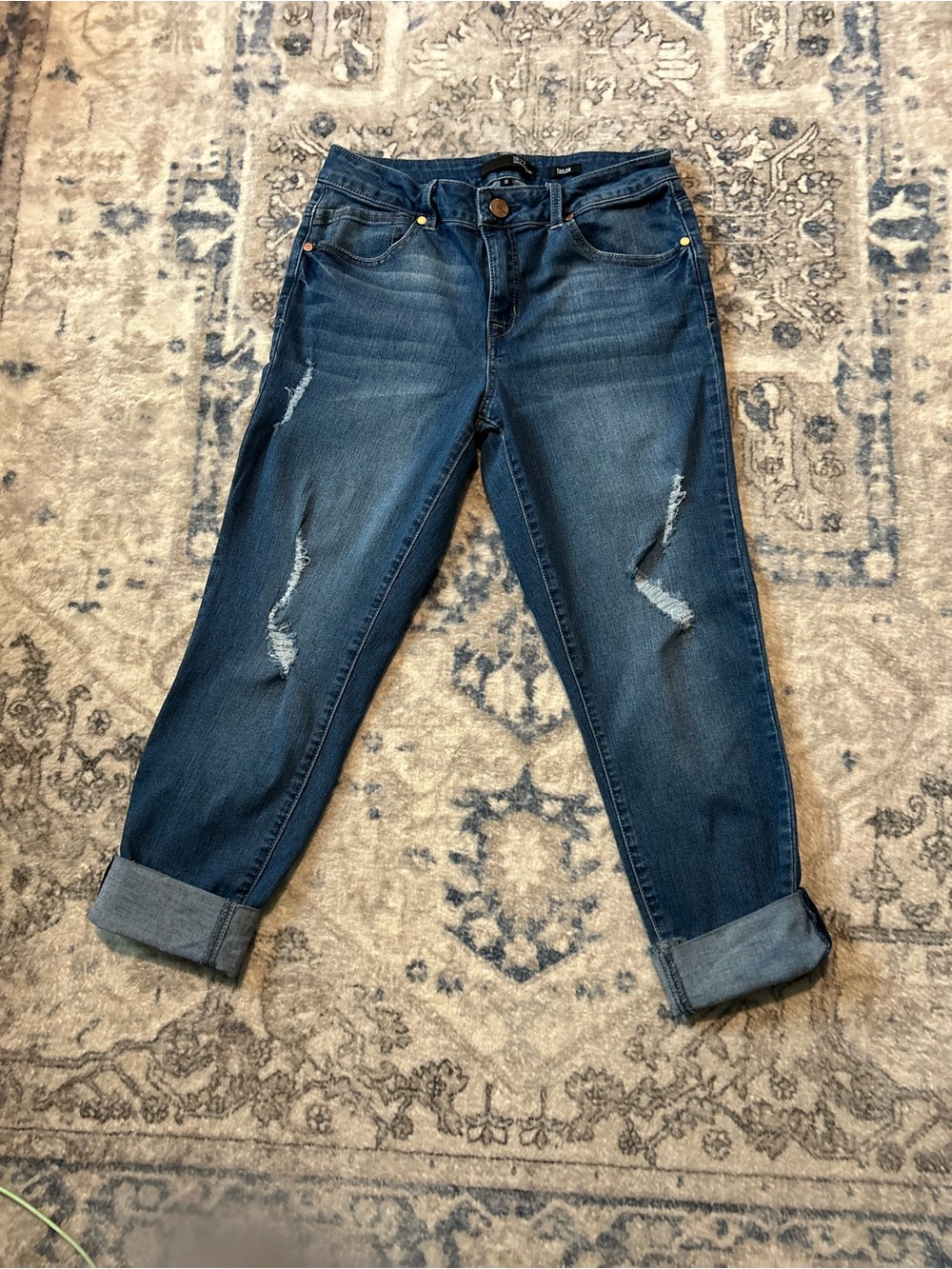 1822 Denim Distressed Capris